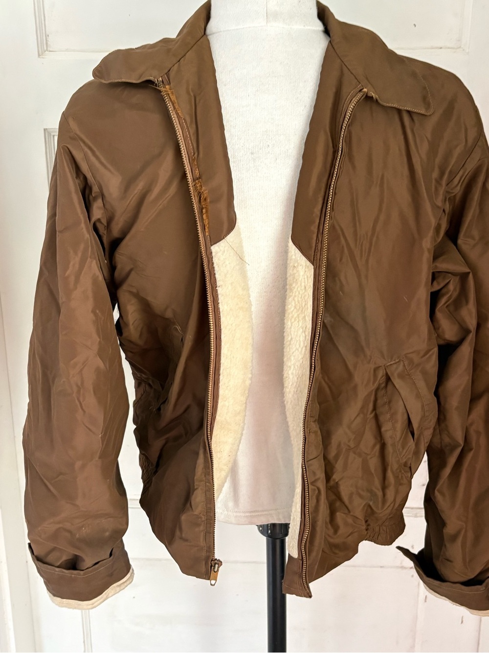 Vintage 50s McGregor Nylon Anti Freeze Jacket Brown Size 40 James Dean